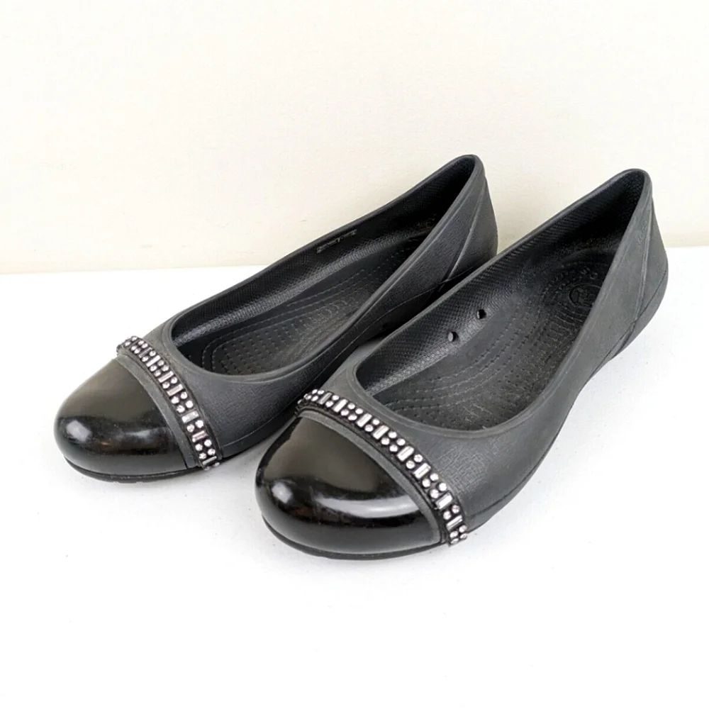 Crocs Black Rhinestone Ballet Flats